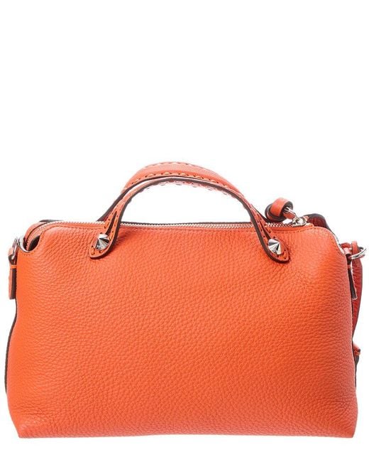 Fendi Orange By The Way Selleria Medium Leather Shoulder Bag