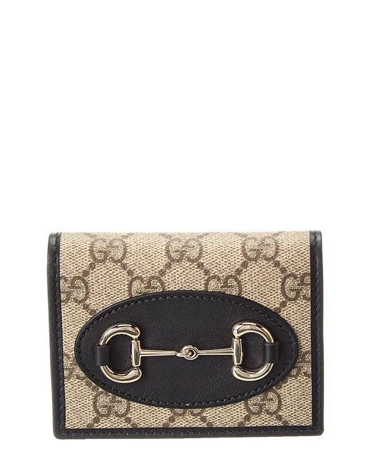 Gucci Black Horsebit 1955 Gg Supreme Canvas & Leather Card Case