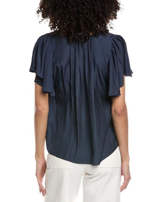 Ramy Brook Blue Bronta Short Sleeve Top