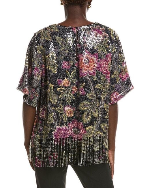 Kobi Halperin Gray Celina Print Sequin Blouse