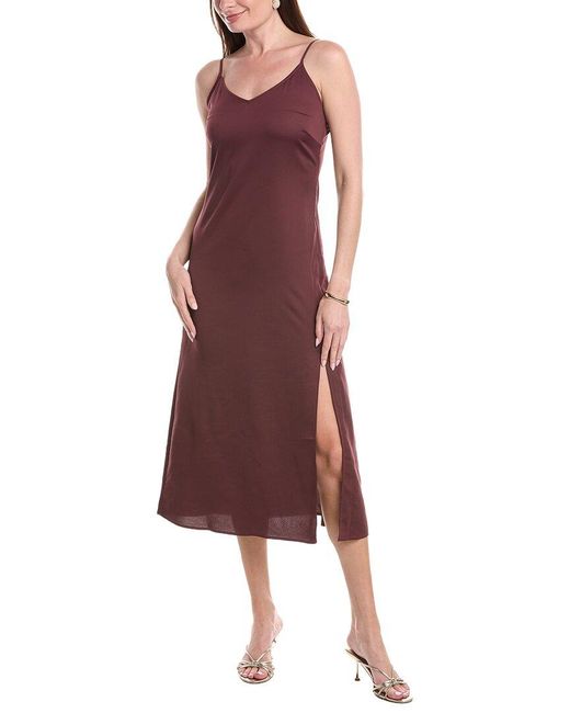 Misook Red Crepe De Chine Slip Maxi Dress
