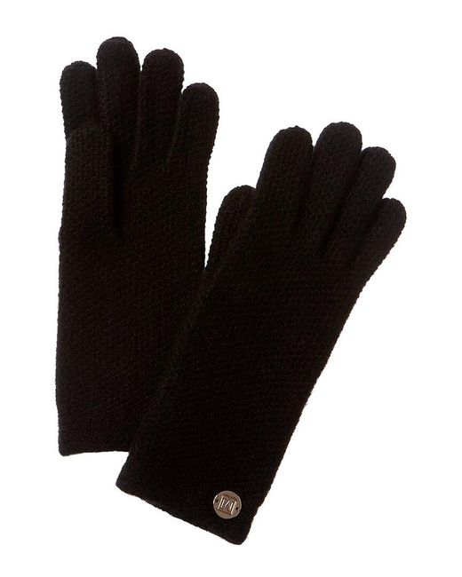 Bruno Magli Black Honeycomb Stitch Cashmere Gloves