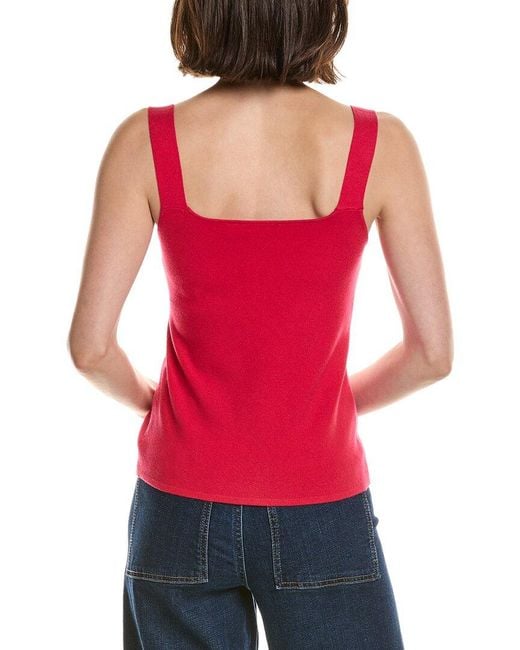 Tahari Red Double Square Neck Rib Tank