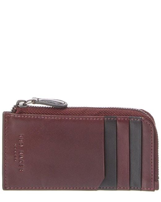 Ted Baker Purple Nanns Contrast Detail Leather Zip Around Card Case for men