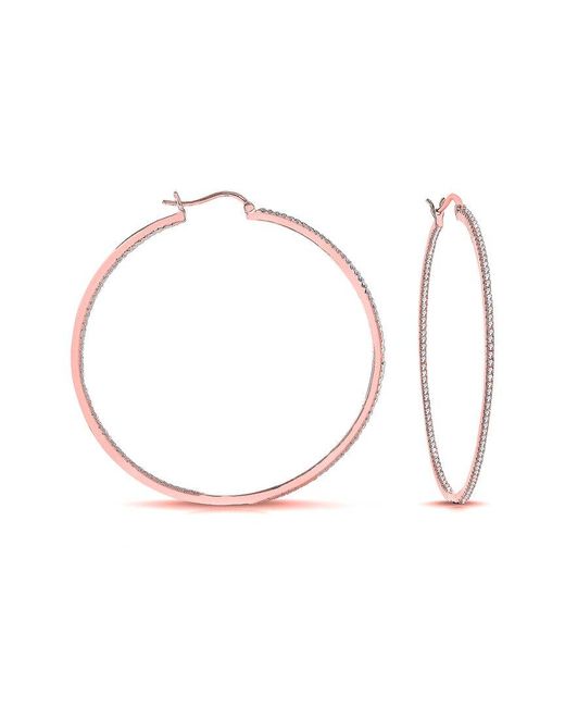 Rachel Glauber White Plated Cz Inside Out Hoops
