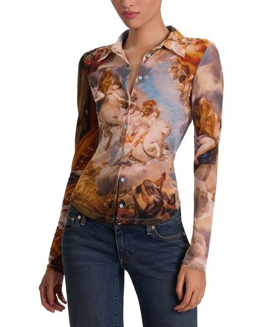 Alice + Olivia Blue Jade Button-Down Top