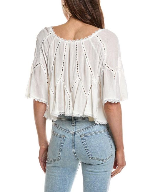 Free People White Michelle Blouse