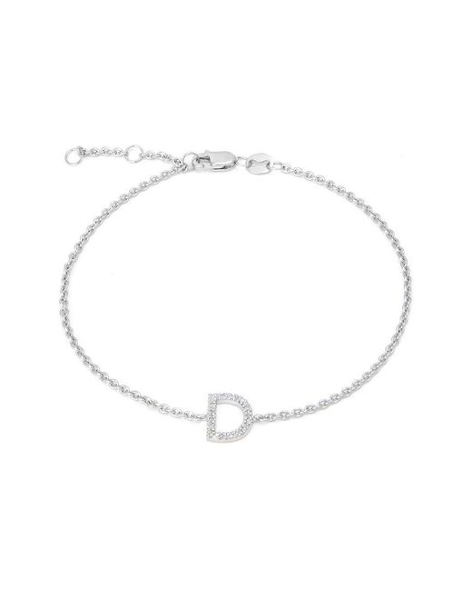 Jane Basch White Silver 0.05 Ct. Tw. Diamond Initial Bracelet