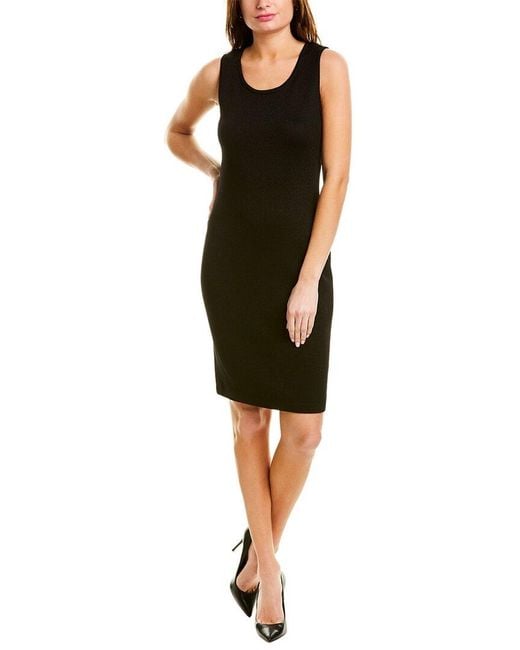 St. John Black Wool-Blend Sheath Dress