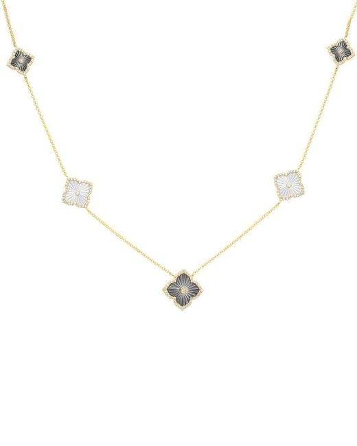 Effy Fine Jewelry Metallic 14K 0.47 Ct. Tw. Diamond & 7Mm, 8.8Mm, 10.7Mm Pearl Necklace