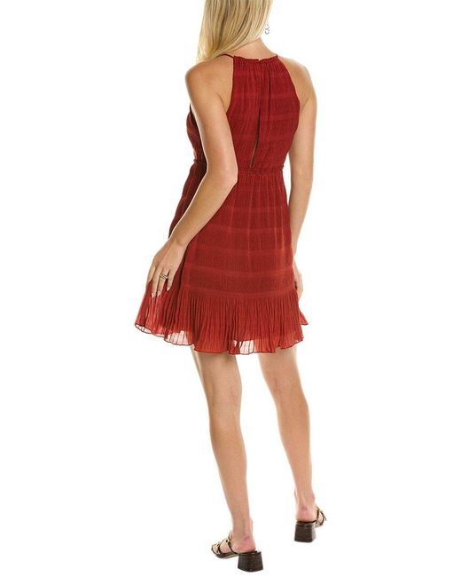 Rebecca Taylor Red Pleated Voile Short Mini Dress