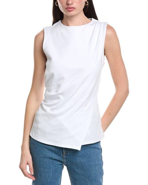 Vince Camuto White Mock Neck Asymmetrical Knit Sweater