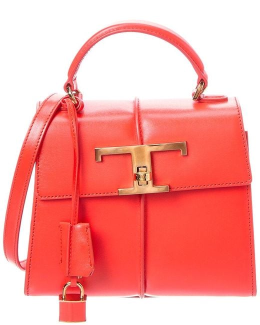 Tod's Red Logo Leather Shoulder Bag