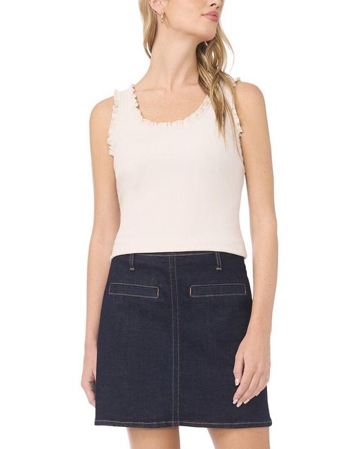 Vince Camuto Blue Ruffle Rib Tank