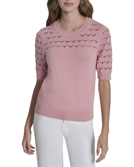 DKNY Red Yoke Sweater Top