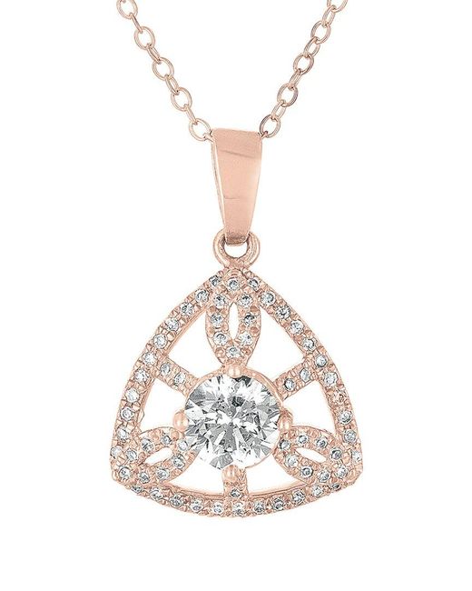 Genevive Jewelry White 18k Rose Gold Vermeil Cz Pendant