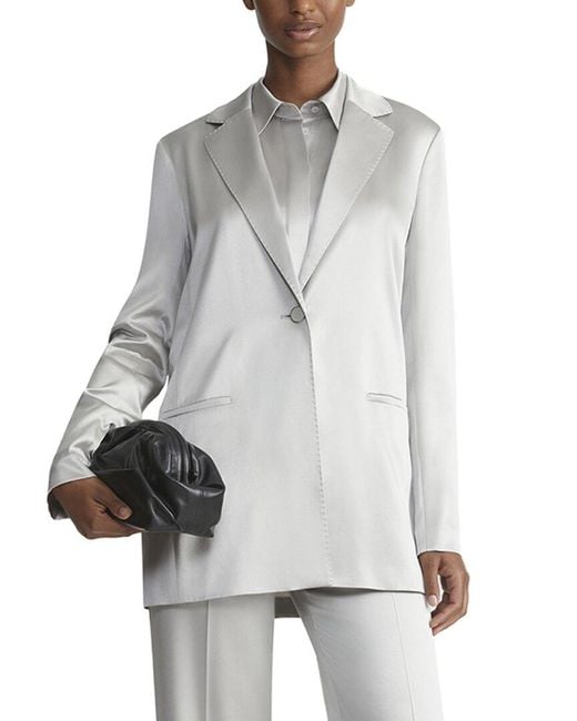 Lafayette 148 New York Gray French Cuffed Blouse