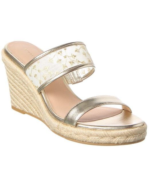Stuart Weitzman Metallic Lily Espadrille Wedge Sandal Canvas