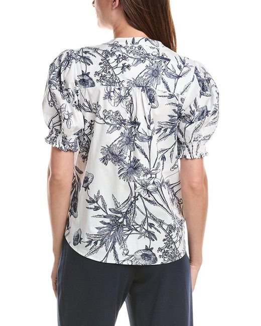 Tahari White Split Neck Blouse
