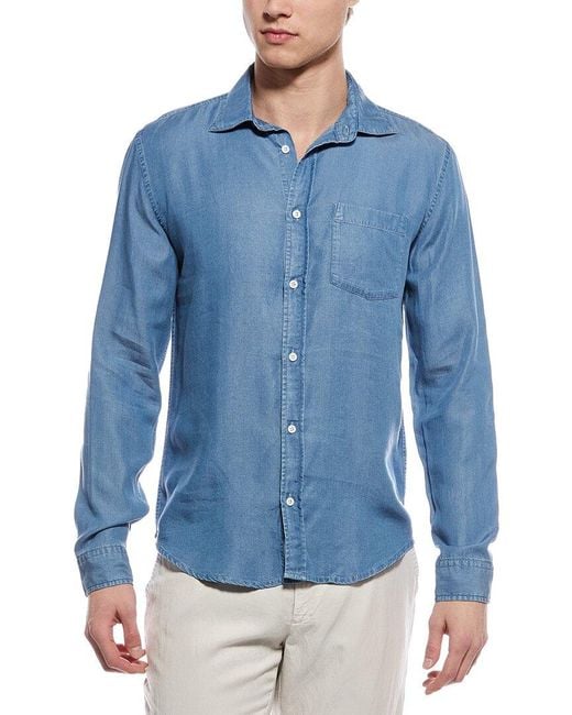 Onia Blue Denim Chambray Shirt for men