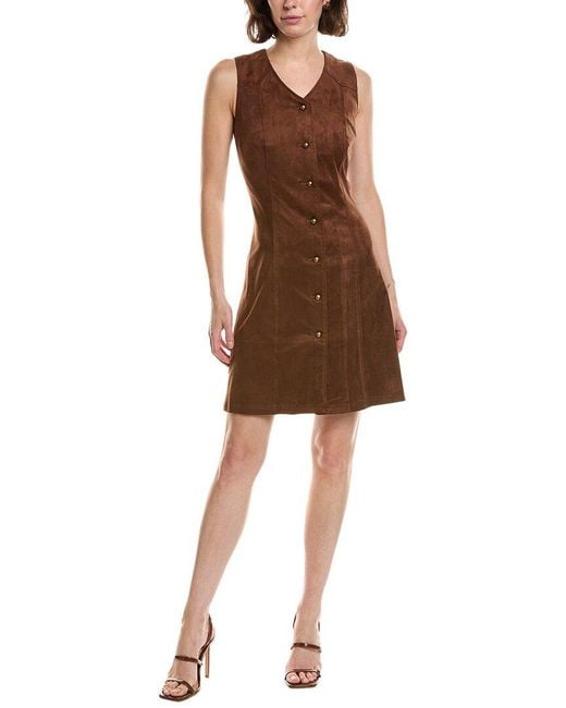 Pascale La Mode Brown Sleeveless Mini Shirtdress