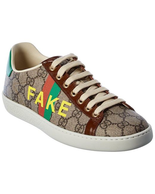 Gucci Canvas 'fake/not' Print Ace Sneaker in Beige (Natural) - Save 36% -  Lyst