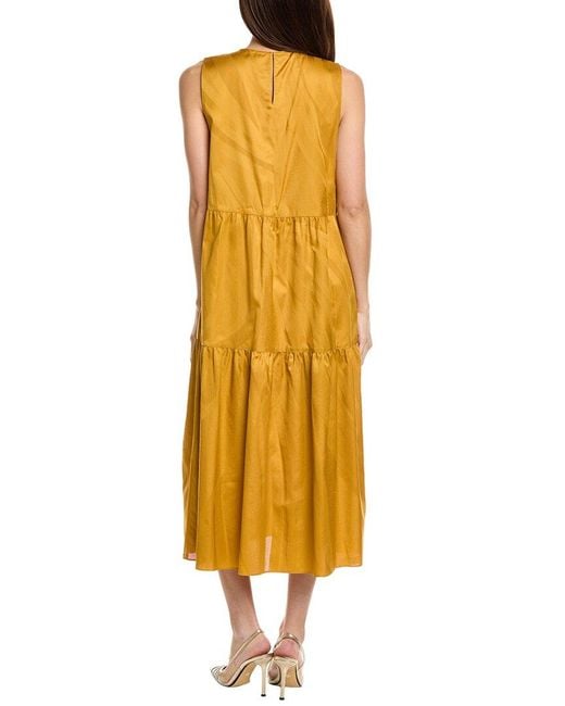 Lafayette 148 New York Yellow Two-tier Midi Dress