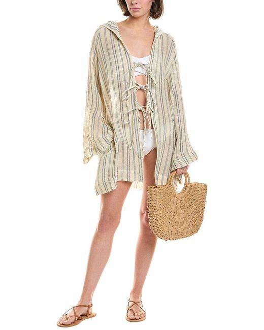 Lisa Marie Fernandez Natural Linen-Blend Beach Cape Mini