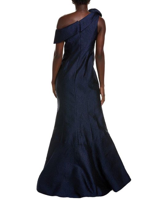 Teri Jon Blue Jacquard Gown