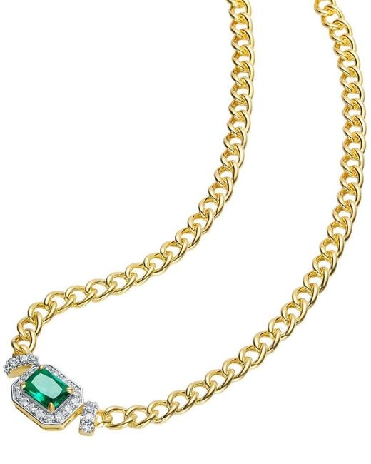 Genevive Jewelry Metallic Rachel Glauber 14K Plated Cz Link Chain Necklace
