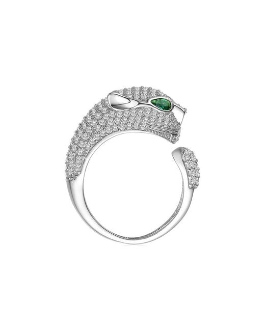Rachel Glauber Metallic 14K Plated Cz Band Ring