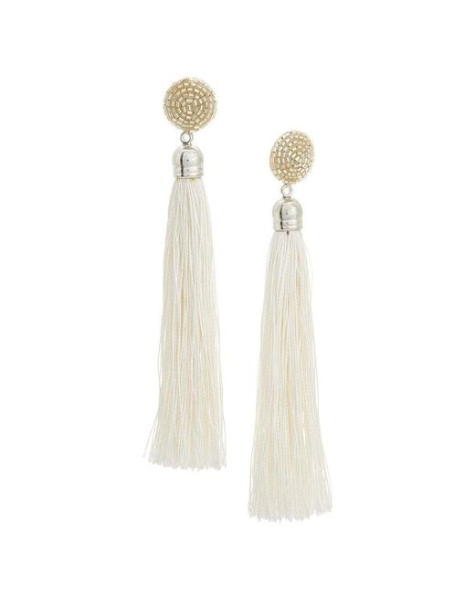 Kenneth Jay Lane White Dangle Earrings