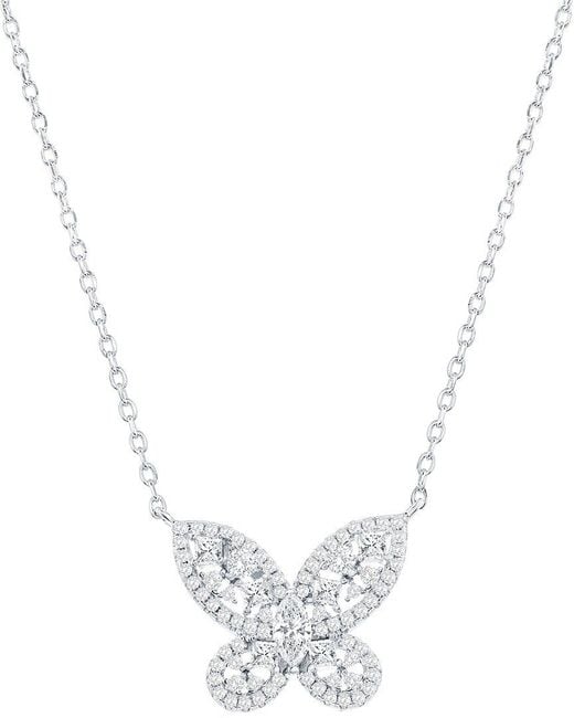 Suzy Levian CZ Jewelry White Suzy Levian Gala Collection Cz Butterfly Necklace