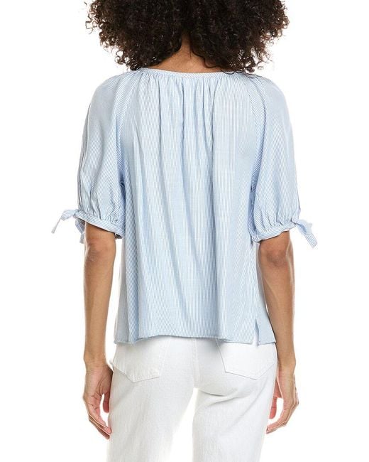 Max Studio Blue Tie Sleeve Blouse