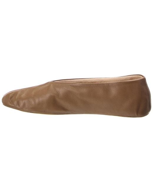 The Row Brown Stella Leather Flat