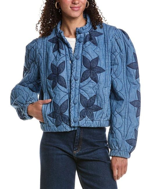 Free People Blue Quinn Quilted Jacket
