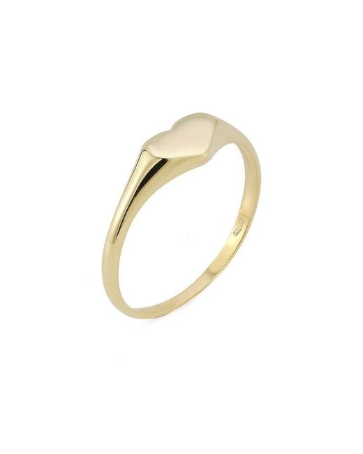 Italian Gold White 14K Heart Signet Ring