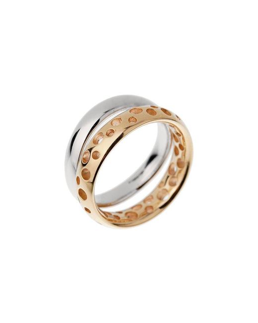 Pomellato White 18K Two-Tone Stacking Bubble Ring (Authentic Pre-Loved)