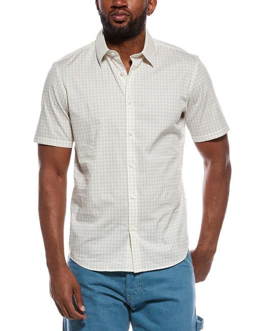 Theory White Irving Button Front Shirt for men