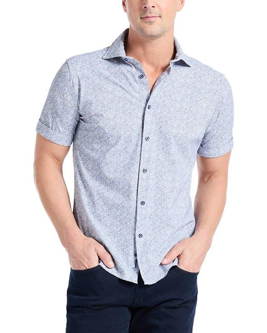 Robert Graham Blue Scrawl Knit Shirt for men