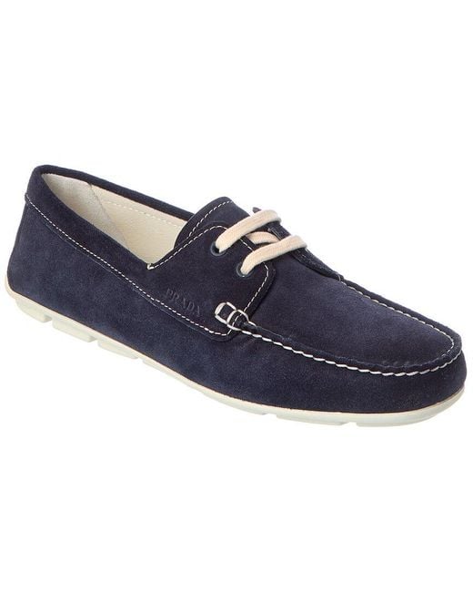 Prada Blue Embossed Suede Driving Shoe