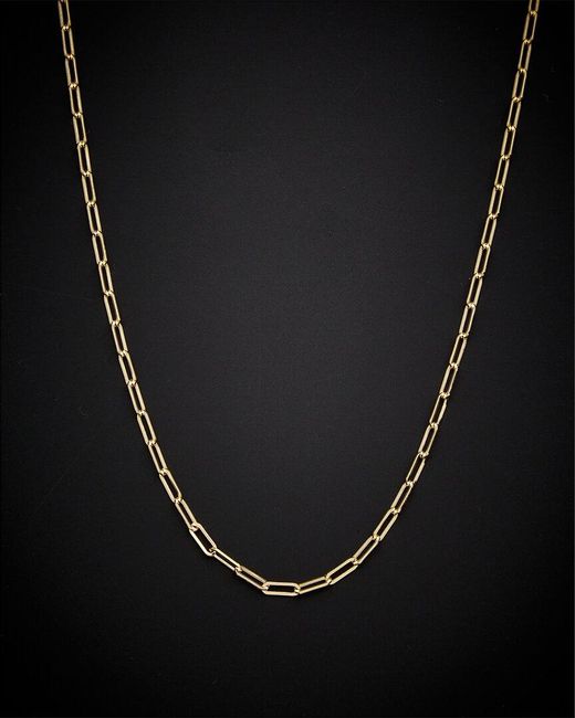 Italian Gold Black 14k Polished Paperclip Chain Necklace