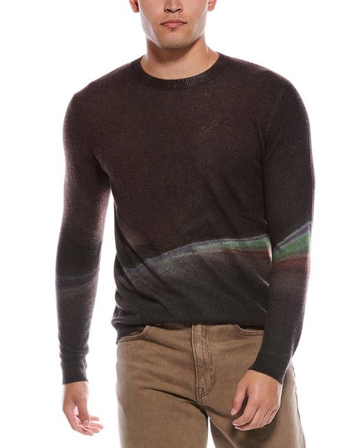 Autumn Cashmere Brown Tunnel Print Cashmere Crewneck Sweater for men