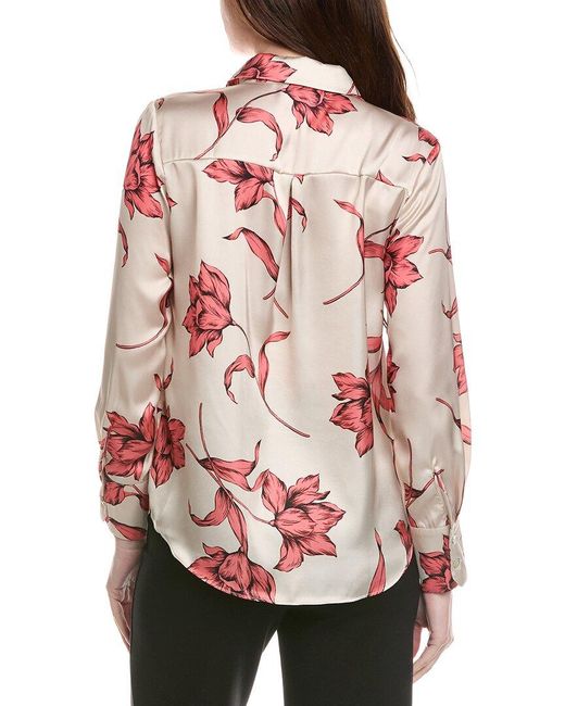 Philosophy Red Woven Flowy Satin Top
