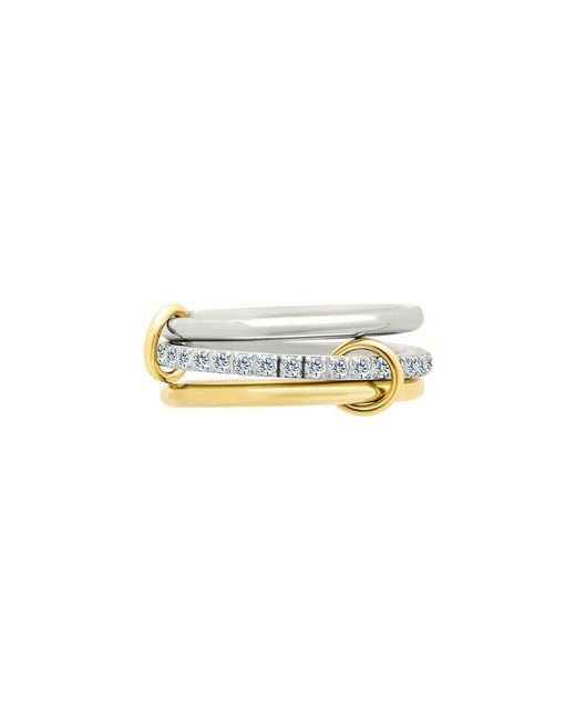 Sterling Forever White Cz Edda Statement Linked Stacking Ring Set