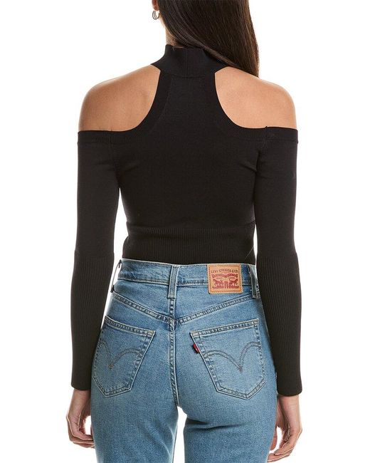 Jonathan Simkhai Black Lila Cold-Shoulder Pullover