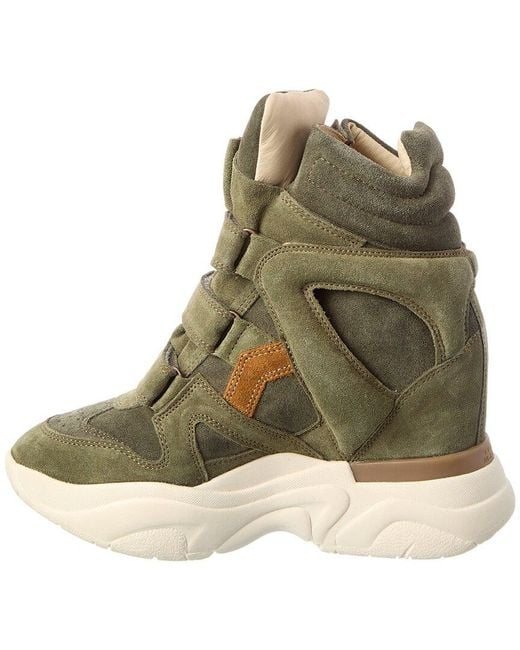 Isabel Marant Green Balskee High-Top Suede Sneaker