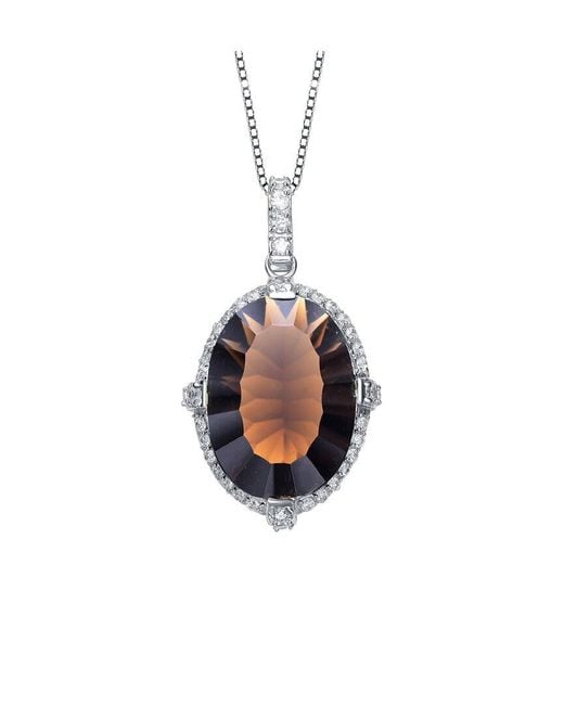 Genevive Jewelry White Silver Cz Pendant