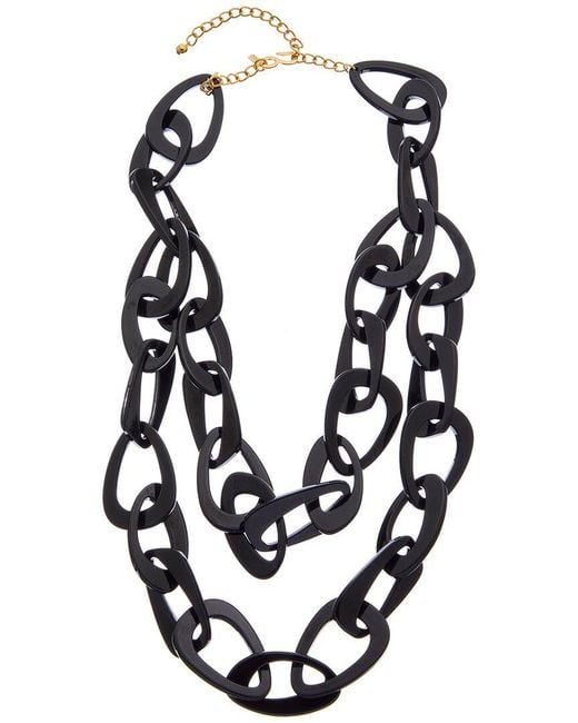 Kenneth Jay Lane Black Plated Resin Link Necklace