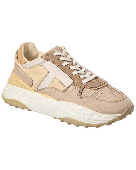 Tod's Natural Tod’S Fondo Sport Suede & Mesh Sneaker